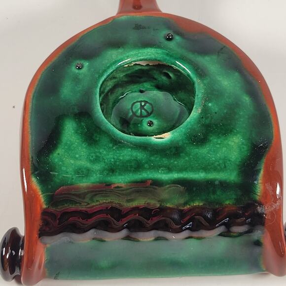 Vintage Green and Brown Spur Ashtray with Handle, Mid-Century Modern Farmhouse - Picture 10 of 11